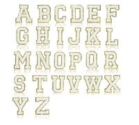 Reapyyt 26 Parches de Letras de Chenilla Autoadhesivos, Parches de Letras Universitarias, Parches del Alfabeto con Purpurina, para Planchar, Color