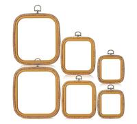 Reapyyt 6 piezas conjunto de aros de bordado cuadrados 3 tamaños imitación madera decorativa punto de cruz aros pantalla marco bordado