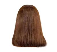 Reapyyt 8 Pulgadas Marrón Oscuro -Peluca de Cabello Humano Peluca de Encaje Frontal Peluca Sintética Recta para Mujer Peluca
