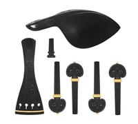 Reapyyt Accesorios para Violín de Ébano Tallados una Mano, Juego de 4 Piezas con Cordal de Flores en Relieve, Clavijas, Mentonera y Clavija