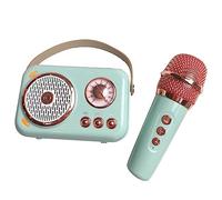 Reapyyt Altavoz Bluetooth para karaoke para niños al aire libre para familias Micrófono inalámbrico subwoofer para tarjeta portátil de alto volumen,Verde