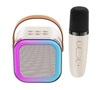 Reapyyt Altavoz para micrófono portátil K12 Bluetooth Small Home KTV con 1 micrófono para regalos de cumpleaños fiestas en casa beige