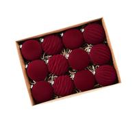 Reapyyt Bolas de Navidad Decoración para Árbol de Navidad Paquete de 12 Lujosos Adornos Navideños Flocados Bolas de Navidad para Fiesta Temática Navideña A
