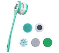 Reapyyt Cepillo de BañO EléCtrico para el Cuerpo Cepillo Trasero Recargable Manejar para la Ducha Cepillo Exfoliante de Limpieza Profunda Verde