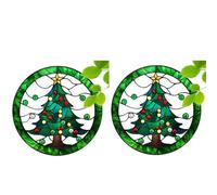 Reapyyt Colgante de Acrílico con Forma de Árbol de Navidad Colorido, Colgante Pintado para Ventana, Decoración de Porche con Cadena para el Hogar