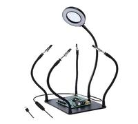 Reapyyt Herramienta de soldadura para tercer puntero con 3 luces de aumento LED Soporte para PCB 4 estaciones de soldadura con brazo flexible para reparación de joyas de soldadura electrónica