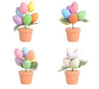 Reapyyt Huevos de Pascua en espuma Planta en maceta Huevos Pintados Adornos para Conejitos Regalo para Niños Decoraciones DIY