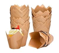 Reapyyt - Lote de 120 forros de magdalenas naturales para moldes de repostería, soportes de forros de muffins de papel pergamino, forros de magdalenas