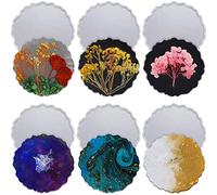 Reapyyt Molde de Resina para Posavasos de 6 Piezas, Molde de Geoda de Silicona Grande, Molde de Forma de Irregular, Molde de Bandeja de Epoxi DIY, Molde de FundicióN para Posavasos