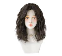 Reapyyt Negro Verde Azulado 42 cm Peluca de Pelo Corto de Verano Mujeres Cubierta de Cabeza SimulacióN Cabello Corto y Rizado Natural Conjuntos de Pelucas