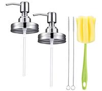 Reapyyt Paquete 2 Kit Tapas para Dispensador JabóN Tarro Vidrio, Dispensador LocióN Acero Inoxidable, Bomba, Tapas para Dispensador JabóN una Prueba óXido para Cuarto BañO