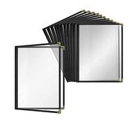 Reapyyt Paquete de 12 Cubiertas de Menú Estilo CafeteríA, Borde de Puntada Doble, Vinilo Transparente (Negro, 2 PáGinas/4-8,5 Pulgadas X 11 Pulgadas)