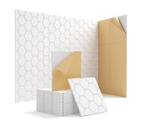 Reapyyt Paquete de 15 paneles de pared insonorizados de 12 x 12 x 0.4 pulgadas, paneles autoadhesivos de absorción de sonido, paneles a prueba de sonido, color blanco