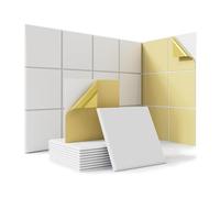 Reapyyt Paquete de 18 paneles acústicos autoadhesivos, 12 x 12 x 0.4 pulgadas, paneles de pared de espuma a prueba de sonido, para el hogar, estudio, oficina, color blanco