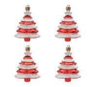 Reapyyt Paquete de 4 Bolas Navideñas de 8 X 6 cm, Decoración Especial para Árbol de Navidad, Regalo, Árbol de Navidad de Plástico Pintado en Rojo