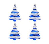 Reapyyt Paquete de 4 Bolas Navideñas de 8 X 6 cm, Decoración Especial para Árbol de Navidad, Regalo, Árbol de Navidad de Plástico Pintado de Color Azul