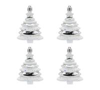 Reapyyt Paquete de 4 Bolas Navideñas de 8 X 6 cm, Decoración Especial para Árbol de Navidad, Regalo, Árbol de Navidad de Plástico Pintado, Color Plateado