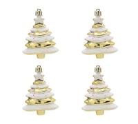 Reapyyt Paquete de 4 Bolas Navideñas de 8 X 6 cm, Decoración Especial para Árbol de Navidad, Regalo, Árbol de Navidad de Plástico Pintado en Dorado