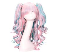 Reapyyt Peluca de Cosplay 80 cm Clip de Anime Color Cabello Rizado Peluca Multicolor Europea y Peluca de Halloween