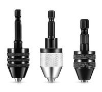 Reapyyt Portabrocas Sin Llave de 3 Piezas Adaptador de Taladro Convertidor de Portabrocas Hexagonal de 1/4 Pulgadas para Herramienta de Taladro de