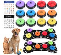 REAQUE Botones de conversación para perros para comunicación, botones de voz grabables de 30 segundos con base antideslizante, zumbadores de entrenamiento de mascotas para perros y gatos, baterías no