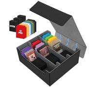 REAQUE Caja de Cartas para MTG 2600+, Card Deck Box para TCG, Magnetic Flip Box con Cuero de PU, Cartas con 3 Compartimento, Súper Gran Capacidad