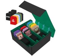 REAQUE Caja de Cartas para MTG 2600+, Card Deck Box para TCG, Magnetic Flip Box con Cuero de PU, Cartas con 3 Compartimento, Súper Gran Capacidad