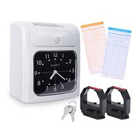 REAQUE Reloj de fichar y Control de Tiempo para pequeñas Empresas con 50 Tarjetas de fichaje, 2 Cintas de Tinta y 2 Llaves de Seguridad - Ideal para oficinas, fábricas, escuelas y pequeñas Empresas