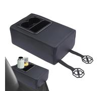Rear Bench Seat Console - Leather Memory Foam Armrest Box with Cup Holder, Automotive Interior Organizer, 36.5x24.5x14 Cm | SUV Sedan Vehicle Comfort Storage Booster Pad Car Accessory