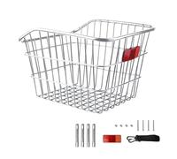 Rear Bike Basket | Thickened High Carbon Steel Large Capacity Rack Carrier Bin With Optional Cover | Metal Bicycle Cargo Storage Holder For Backpack Groceries Books | Mountain Commuting Shopping Schoo