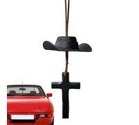 Rear View Mirror Accessories - Rustic Cross Cowboy Hat Ornament Western Car Decor Mirror Charm for Birthday Christmas Men Women Driver Truck SUV RV Sedan Vehicle Home