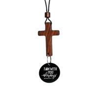 Rear View Mirror Decor, Religious Wooden Hanging Ornament, Handcrafted Pendant Accessory, Lightweight Durable Design, 1 Piece, Natural Wood, for Home, Truck, Bedroom, Living Room, 3.25 X 1 Inch,