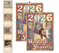 Reareth of the Yeareth 2026 • Calendario divertido de traseros medievales 2026, calendario medieval extraño y feo de 8,5" x 11" con papel grueso, ideal para regalos de broma (2Pcs)