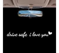 Rearview Mirror Decal, Drive Safe I Love You Sticker, 12x1.6cm Car SUV Truc