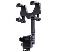 Rearview Mirror Phone Holder - Anti Shake Stand, Retractable 360 Degree Rotatable Mount, Stable PC Silicone Auto Phone Bracket, Secure Vehicle Navigation Clip Base - For Family Safe Driving Trips