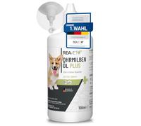 ReaVET Aceite de ácaros del oído Plus 100 ml para perros de inmediato eficaz - contra los ácaros del oído con manzanilla, cuidado suave para picores en el oído, gotas para los oídos, ácaros, limpiador
