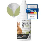 ReaVET Aceite de ácaros del oído Plus 25 ml para gatos de inmediato - contra los ácaros del oído con manzanilla para gatos, cuidado suave en caso de picazón en el oído, gotas para los oídos, ácaros,