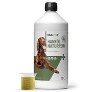 REAVET Aceite de cáñamo prensado en frío para perros y gatos, 1 litro, aceite de alta calidad, prensado en frío en calidad alimentaria, producto natural, sin aditivos