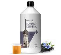 ReaVET Aceite de comino negro para perros y caballos, 1 L, prensado en frío de semillas de comino negro auténticas Nigella Sativa, aceite de comino negro puro para el cuidado del pelaje y alimentación