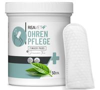 ReaVET Almohadillas para el cuidado de los oídos para perros y gatos, 50 unidades, limpieza suave de las orejas, almohadillas de limpieza para la higiene de los oídos, limpiador suave para el cuidado