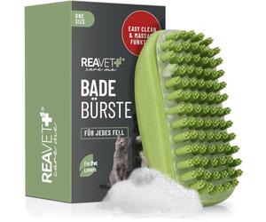 ReaVET Cepillo de baño con barra de goma para perros, gatos, pelo corto y pelo largo, con efecto de masaje, elimina el pelo suelto, el polvo y la suciedad. Barra de baño para masajear el champú para