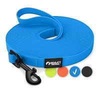 ReaVET Correa de arrastre para perros de 10 metros, color azul, resistente e impermeable, correa larga para ejercicios con asa, correa de entrenamiento para perros grandes y pequeños