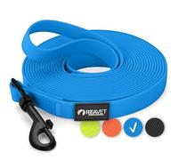 ReaVET Correa de arrastre para perros de 5 metros, color azul, resistente e impermeable, correa larga para practicar con asa, correa de entrenamiento para perros grandes y pequeños