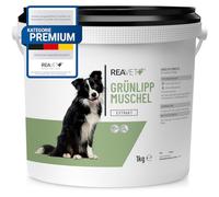 ReaVET Extracto de mejillón de labios verdes, polvo de 1 kg para perros y caballos, polvo de mejillón de labios verdes, extracto de mejillón de labios verdes, alta dosis I después de la artrosis