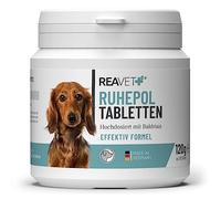 ReaVET Pastillas para perros Ruhepol, 120 unidades, con valeriana y hierba de San Juan, para sentirse bien, mudanza, víspera de Año Nuevo, pérdida con alta aceptación