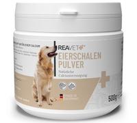ReaVET Polvo de Cáscara de Huevo para Perro y Gato 500g - Fuente Natural de Calcio para Huesos y Dientes Saludables, Polvo de Cáscara de Huevo para Perros y Gatos, Suplemento Barf