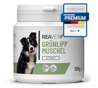 ReaVET Polvo de extracto de mejillón de labios verdes, 100 g, para perros y gatos, polvo de mejillón de labios verdes, alta dosis después de la artrosis tratada artritis