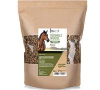 ReaVET Raíz de regaliz para caballos 1 kg - Hierbas de raíz de regaliz cortadas I Natural de calidad superior, Alimento único adecuado para la especie para caballos, hierbas sin aditivos