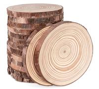 Rebanadas de Madera, ilauke 16 Piezas Rodajas de Madera de 11-12cm, discos de Madera Sin Terminar, Madera Naturales para Manualidades, Decoración de Pared, Boda, Navidad, Proyectos de Bricolaje