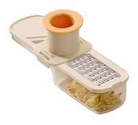 Rebanador de ajo Mini molinillo, cortador y rallador de ajo súper fino 3 en 1 ultrafuncional con protector de mano y recipiente transparente para cocina Beige - Rebanador fino